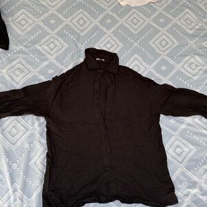SHEIN Black Button Down Shirt